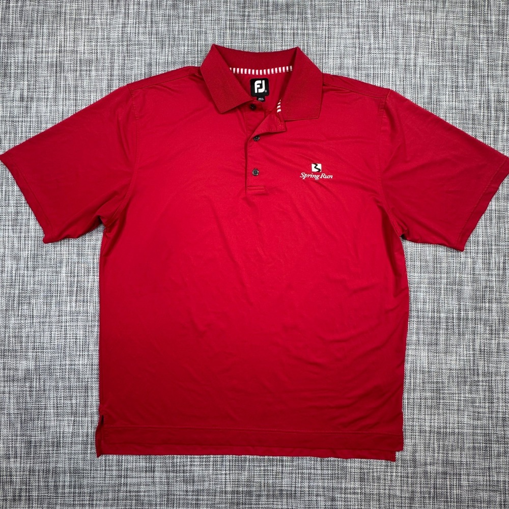 FootJoy Golf Polo Mens Large Red Stretch Spring Run Embroidered Short Sleeve